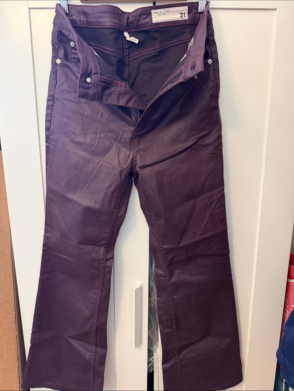 Burgundy rag and bone  Coated Bootcut Pants